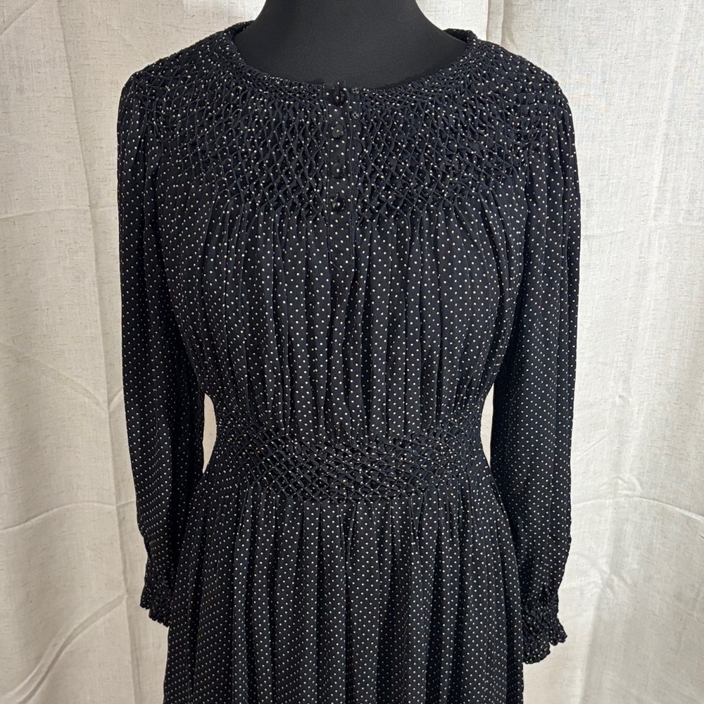 3.1 Phillip Lim Black Long Sleeve Silk Dress with White Dots